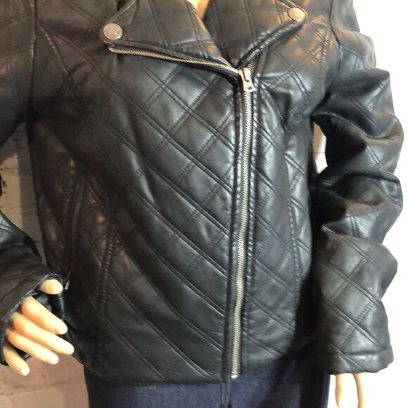 Aeropostale Black Faux Leather Quilted Moto Jacket Juniors XL - Picture 4 of 10